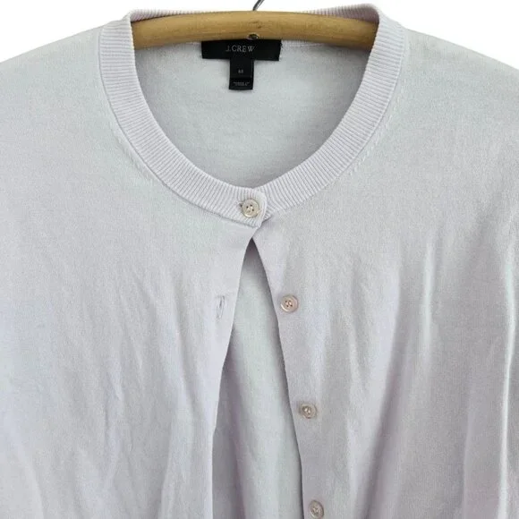 J. Crew Womens Light Purple Button-Up Cardigan Sweater Size M Cotton Crew Neck - Picture 4 of 9